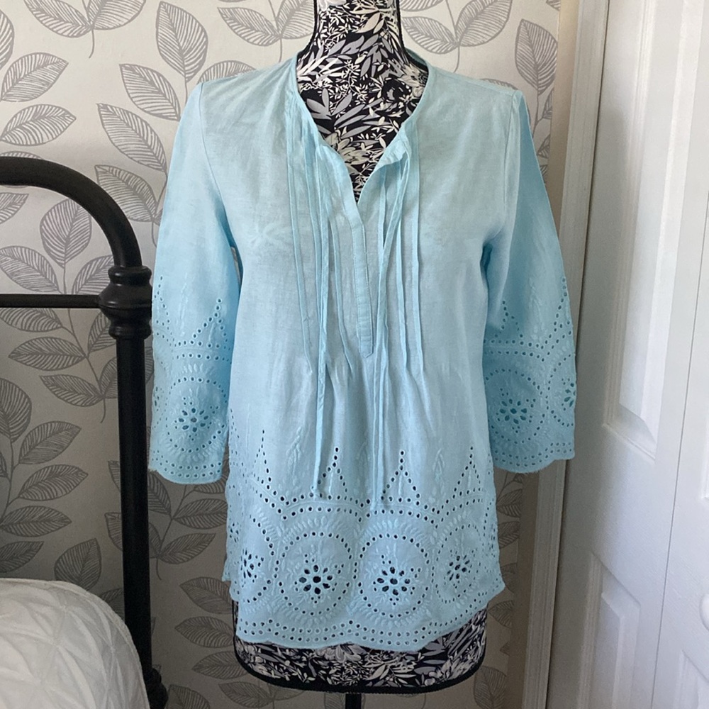 Marina Luna linen blend top beach vacation holiday cruise - Picture 8 of 8